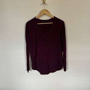 Athleta Cloudlight Relaxed Long Sleeve V-Neck Top Women's SM Maroon Lounge